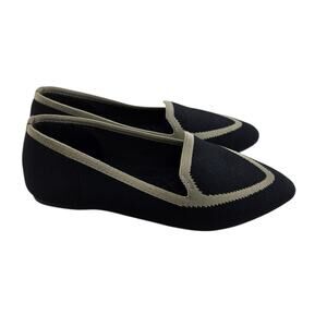 Birdies Blackbird Knit Flats Womens 6.5 Black Tan Semi Pointed Toe Comfort